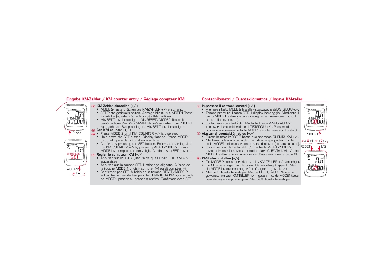 Kmzahler + set, 0,0kmh | SIGMA BC 1606L User Manual | Page 25 / 42