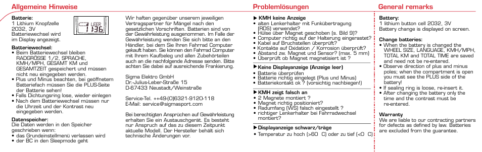 SIGMA BC 1106 User Manual | Page 23 / 30