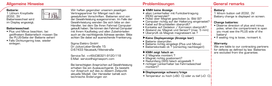 SIGMA BC 906 User Manual | Page 21 / 28
