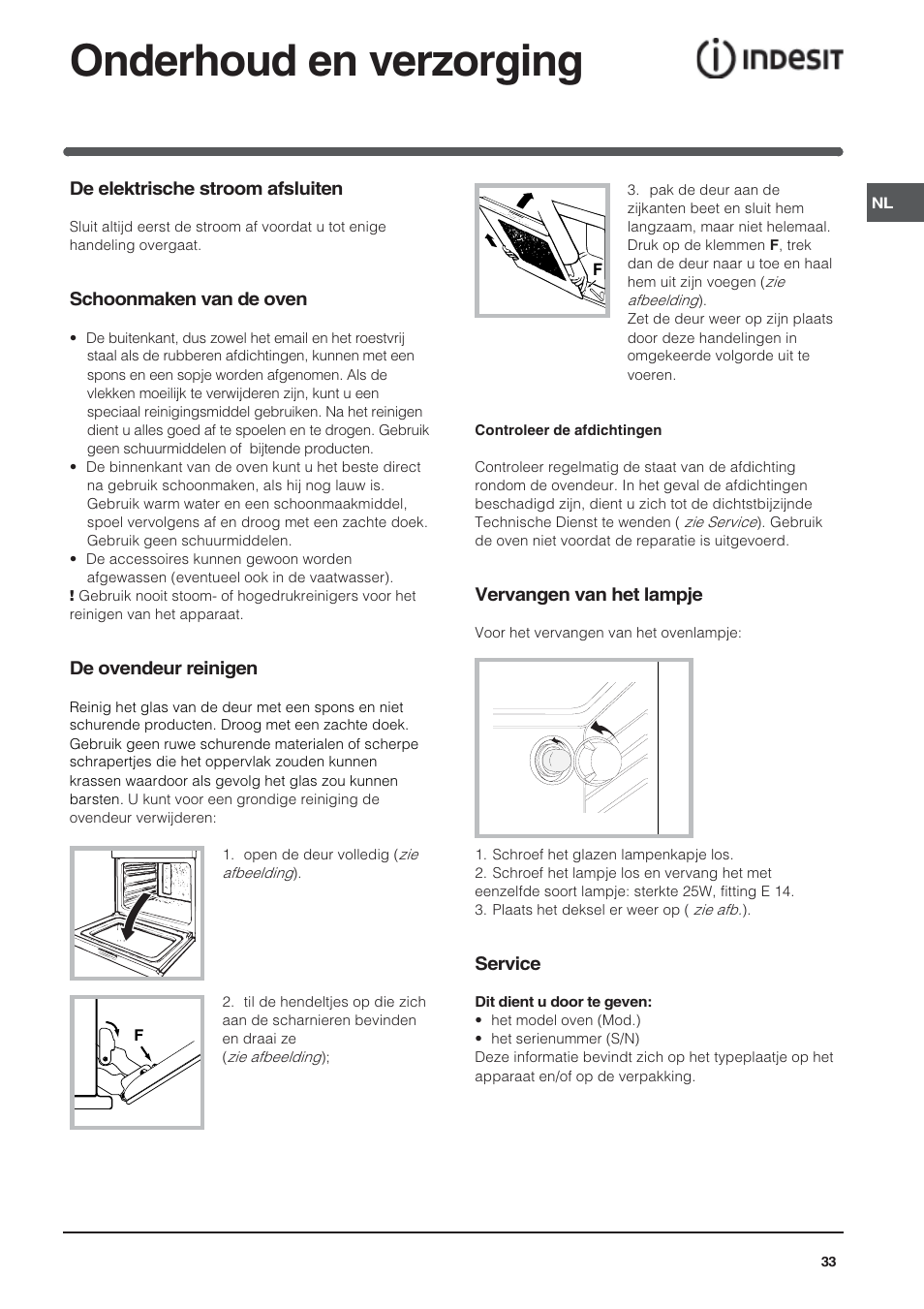 Onderhoud en verzorging | Indesit HI 20.A IX User Manual | Page 33 / 68