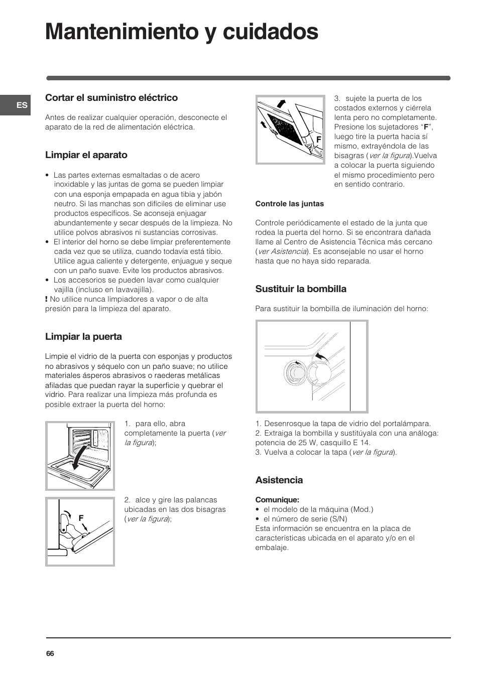 Mantenimiento y cuidados | Indesit HI 20.A IX User Manual | Page 66 / 68