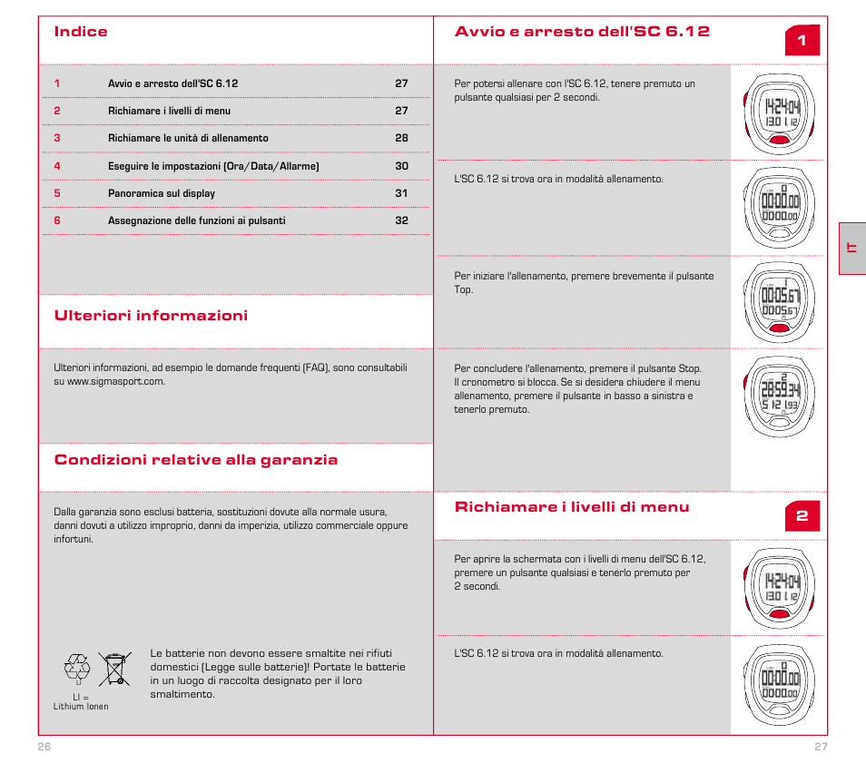 Indice | SIGMA SC 6.12 User Manual | Page 14 / 51