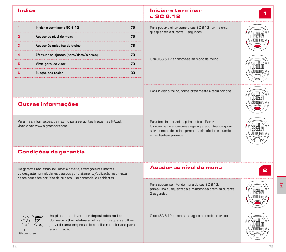 Índice, Outras informações condições de garantia | SIGMA SC 6.12 User Manual | Page 38 / 51