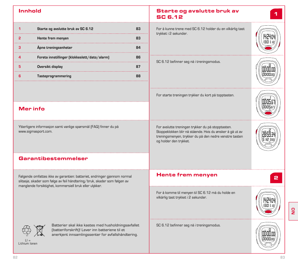 Innhold, Mer info garantibestemmelser | SIGMA SC 6.12 User Manual | Page 42 / 51