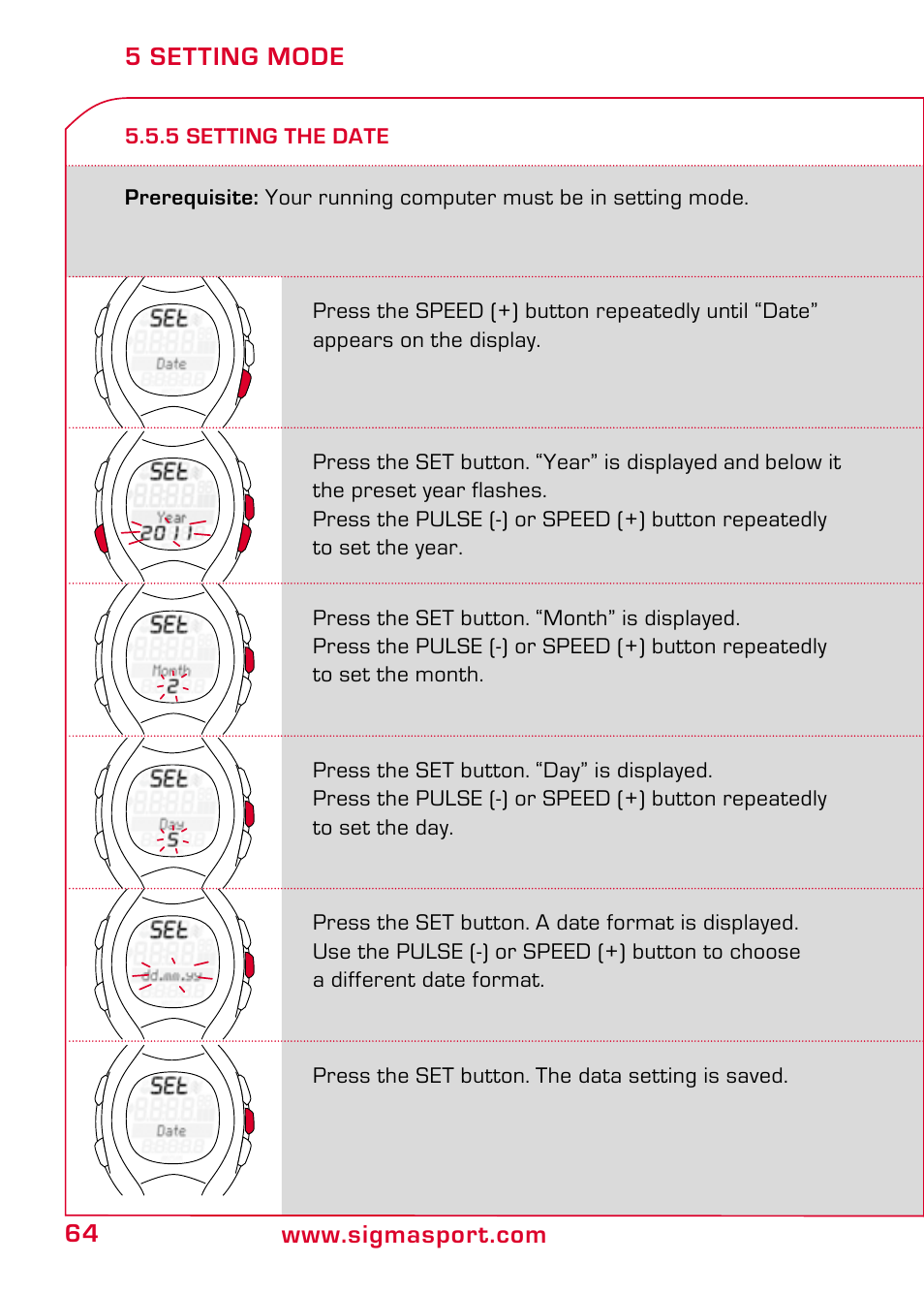 5 setting the date | SIGMA RC 14.11 User Manual | Page 16 / 50