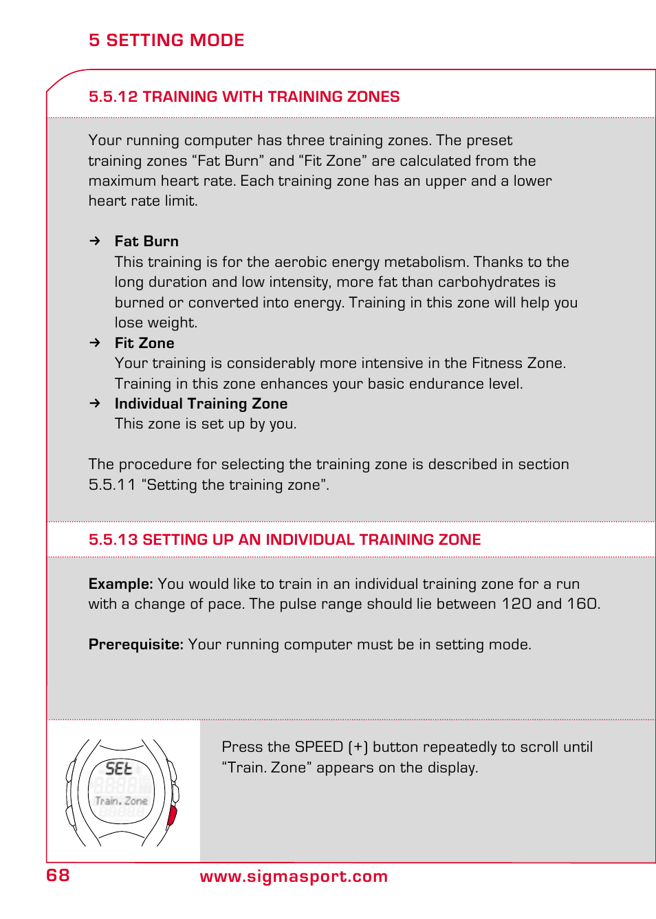 12 training with training zones, 13 setting up an individual training zone | SIGMA RC 14.11 User Manual | Page 20 / 50