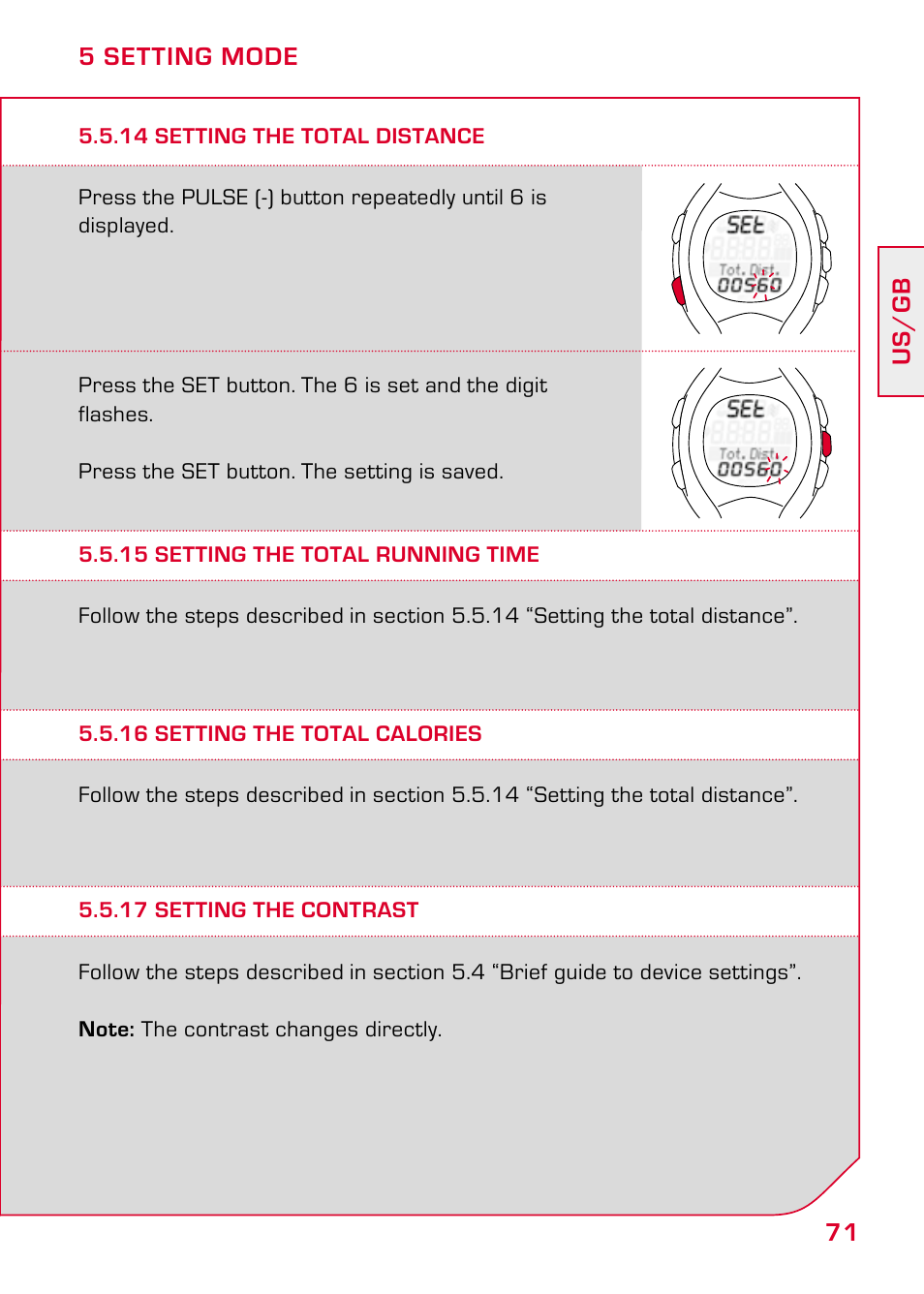 15 setting the total running time, 16 setting the total calories, 17 setting the contrast | SIGMA RC 14.11 User Manual | Page 23 / 50