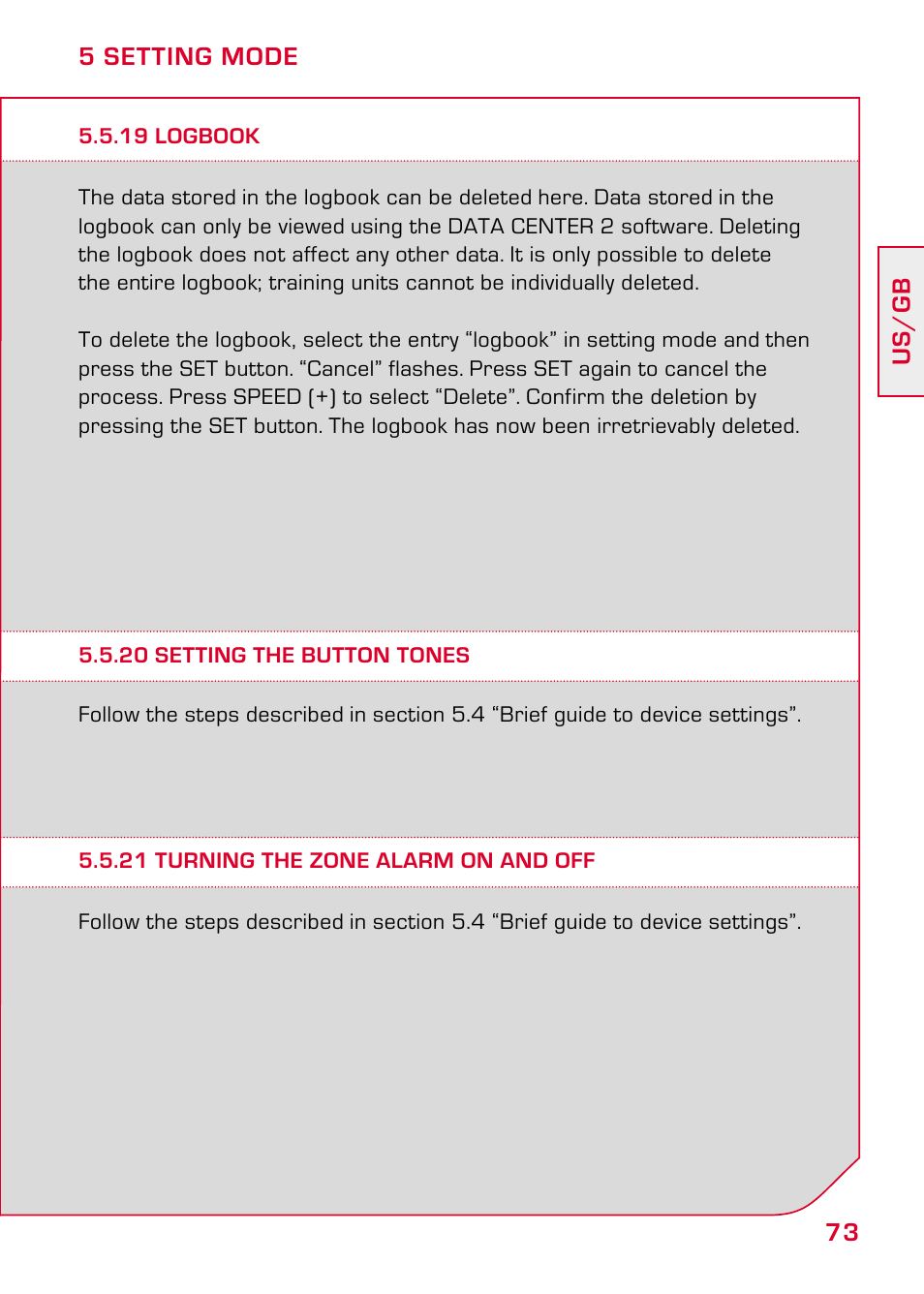 19 logbook, 20 setting the button tones, 21 turning the zone alarm on and off | SIGMA RC 14.11 User Manual | Page 25 / 50