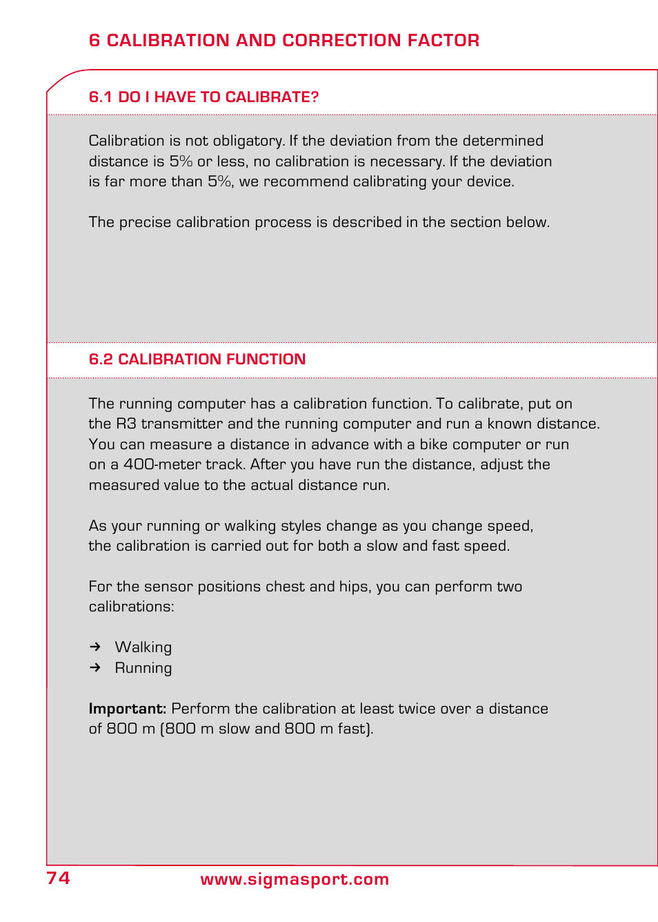 6 calibration and correction factor, 1 do i have to calibrate, 2 calibration function | SIGMA RC 14.11 User Manual | Page 26 / 50