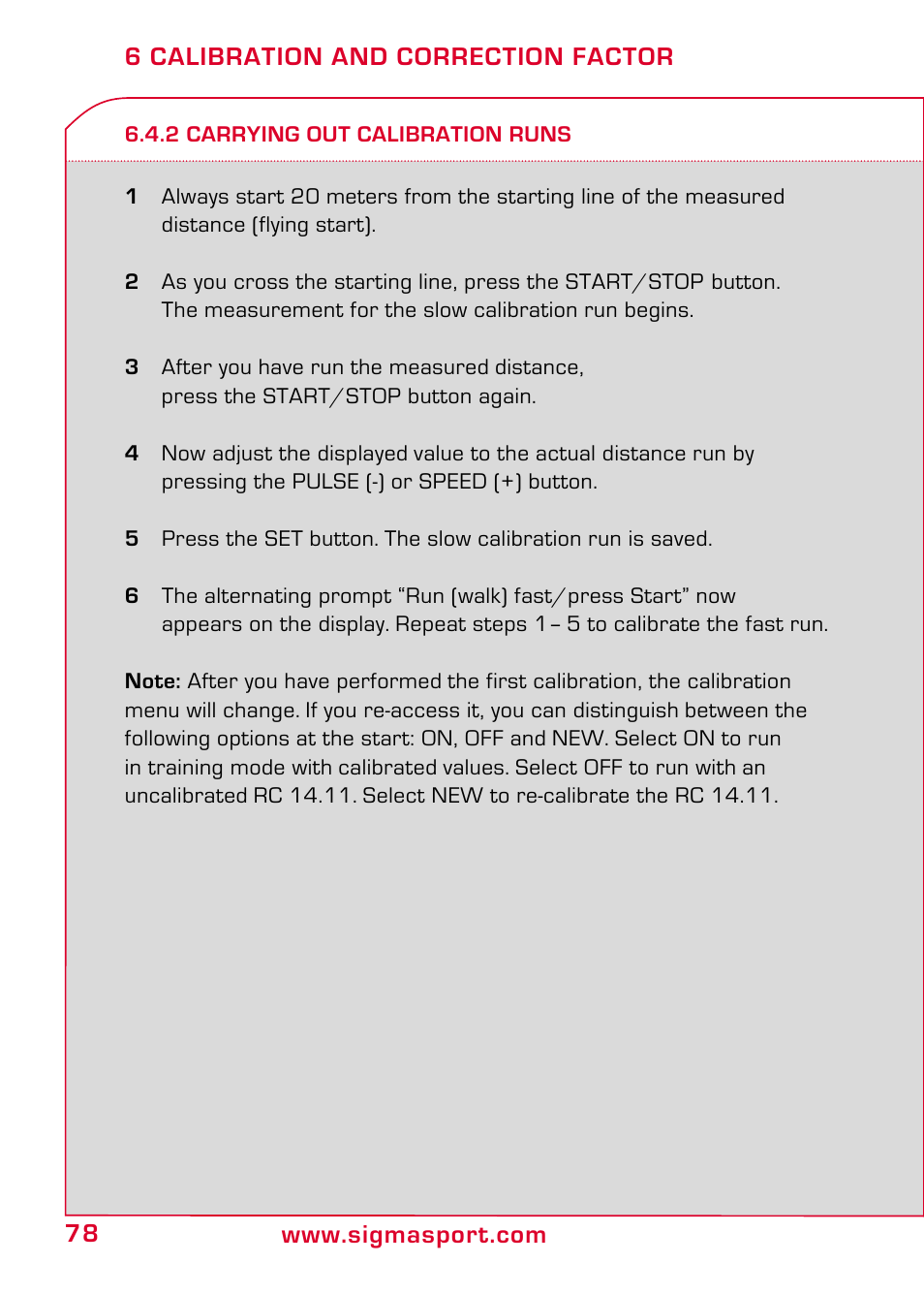 2 carrying out calibration runs | SIGMA RC 14.11 User Manual | Page 30 / 50