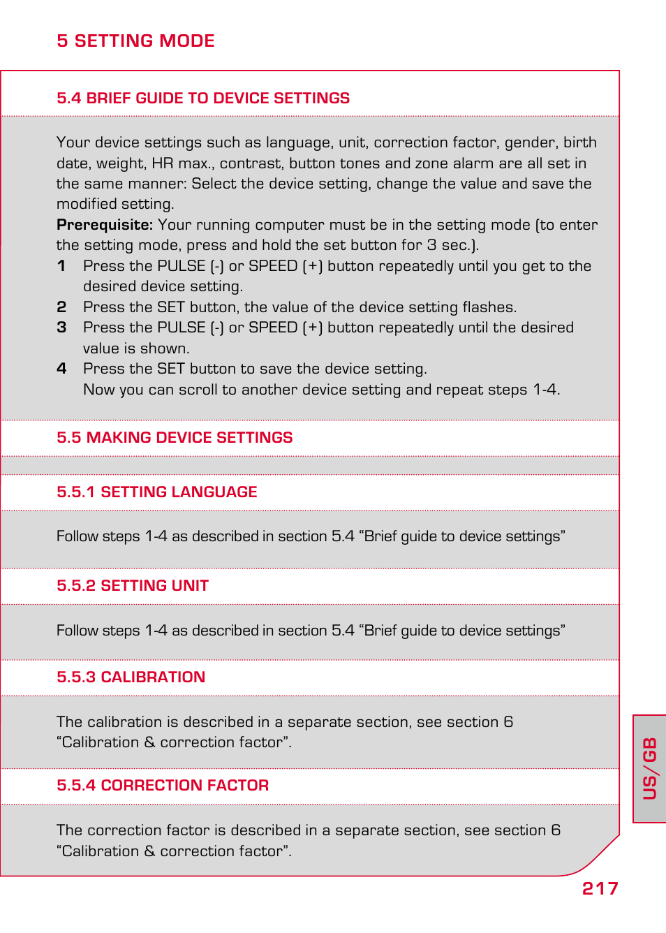 4 brief guide to device settings, 5 making device settings, 1 setting language | 2 setting unit, 3 calibration, 4 correction factor | SIGMA RC 1209 User Manual | Page 13 / 36