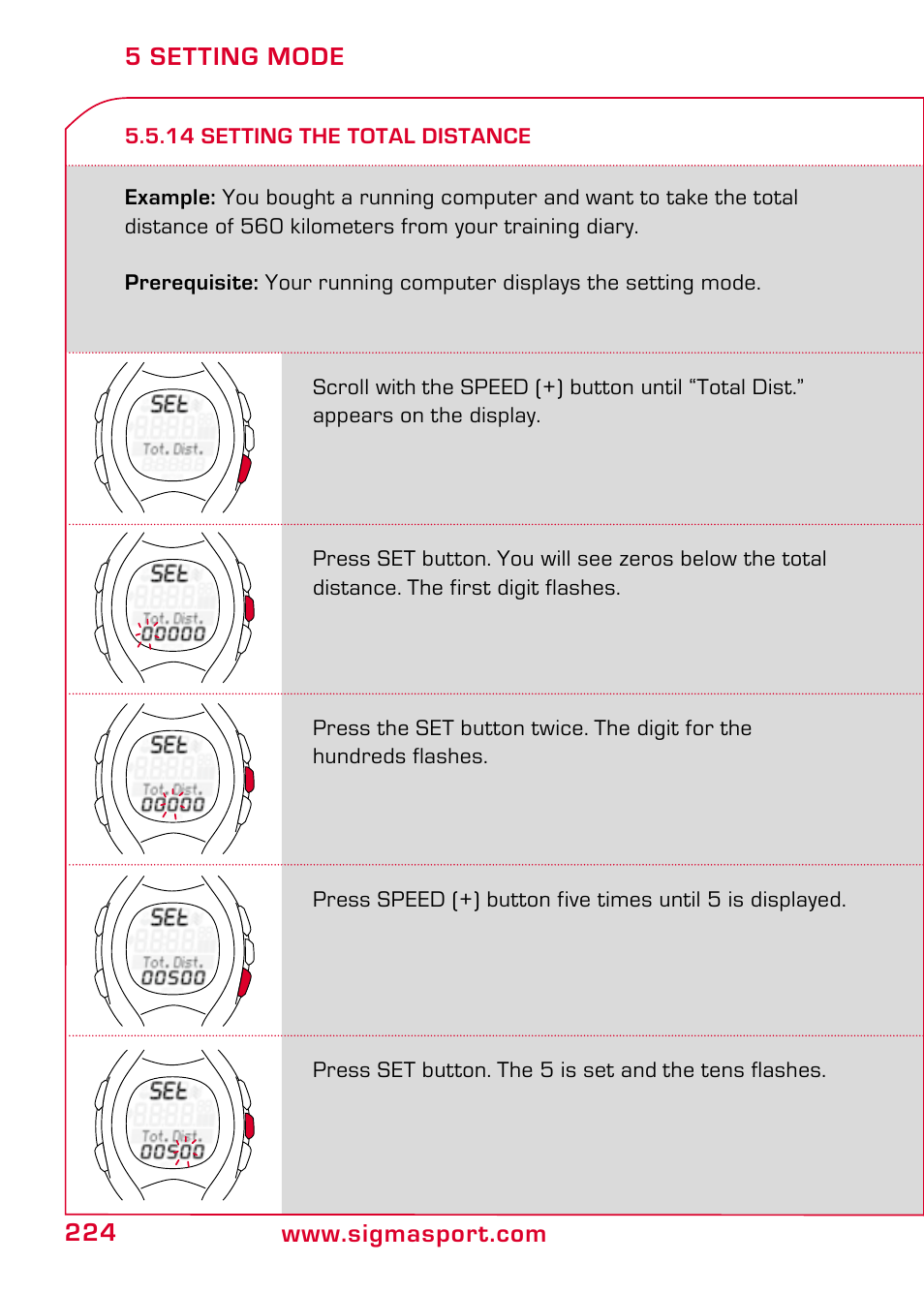 14 setting the total distance | SIGMA RC 1209 User Manual | Page 20 / 36