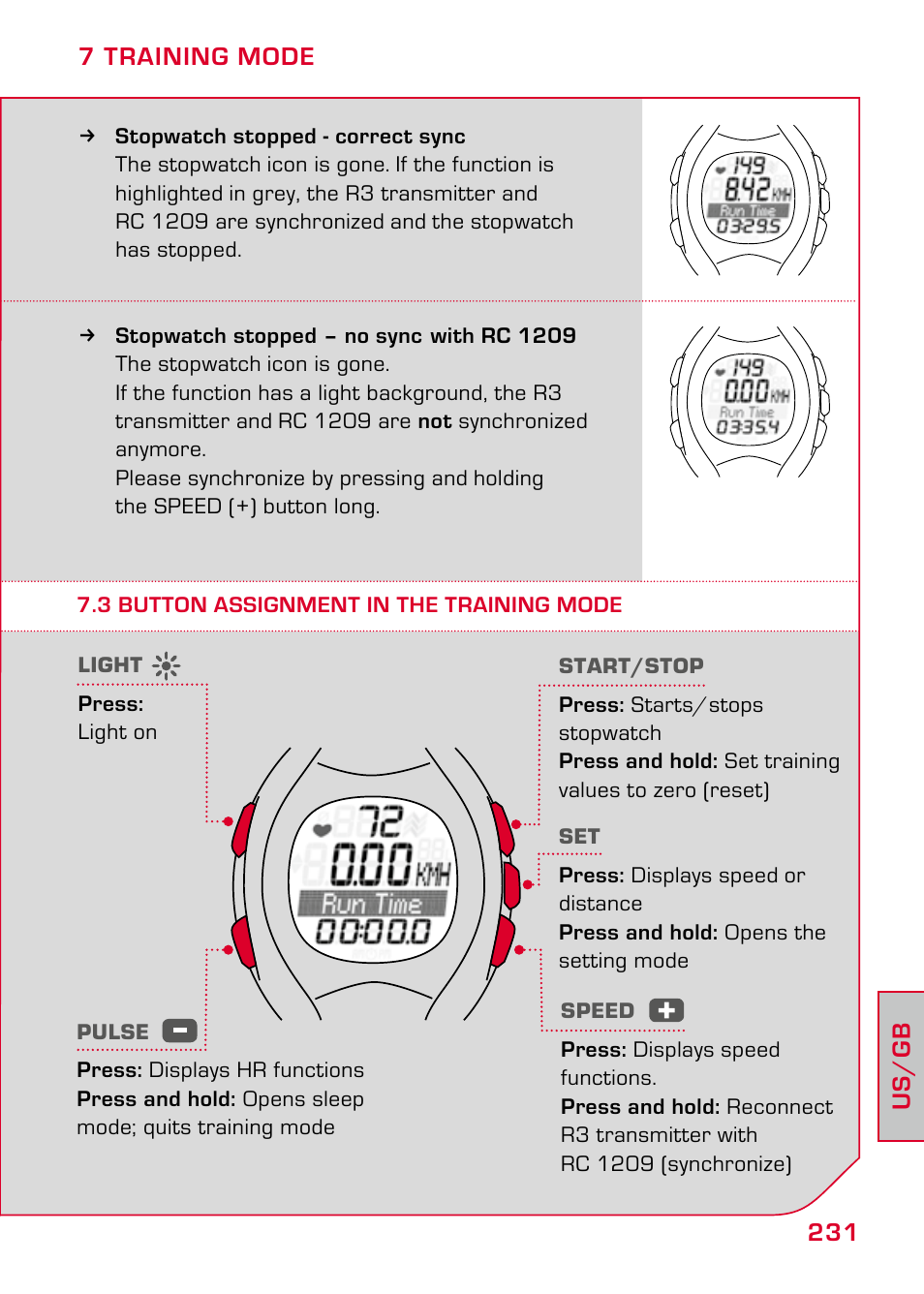3 button assignment in the training mode | SIGMA RC 1209 User Manual | Page 27 / 36