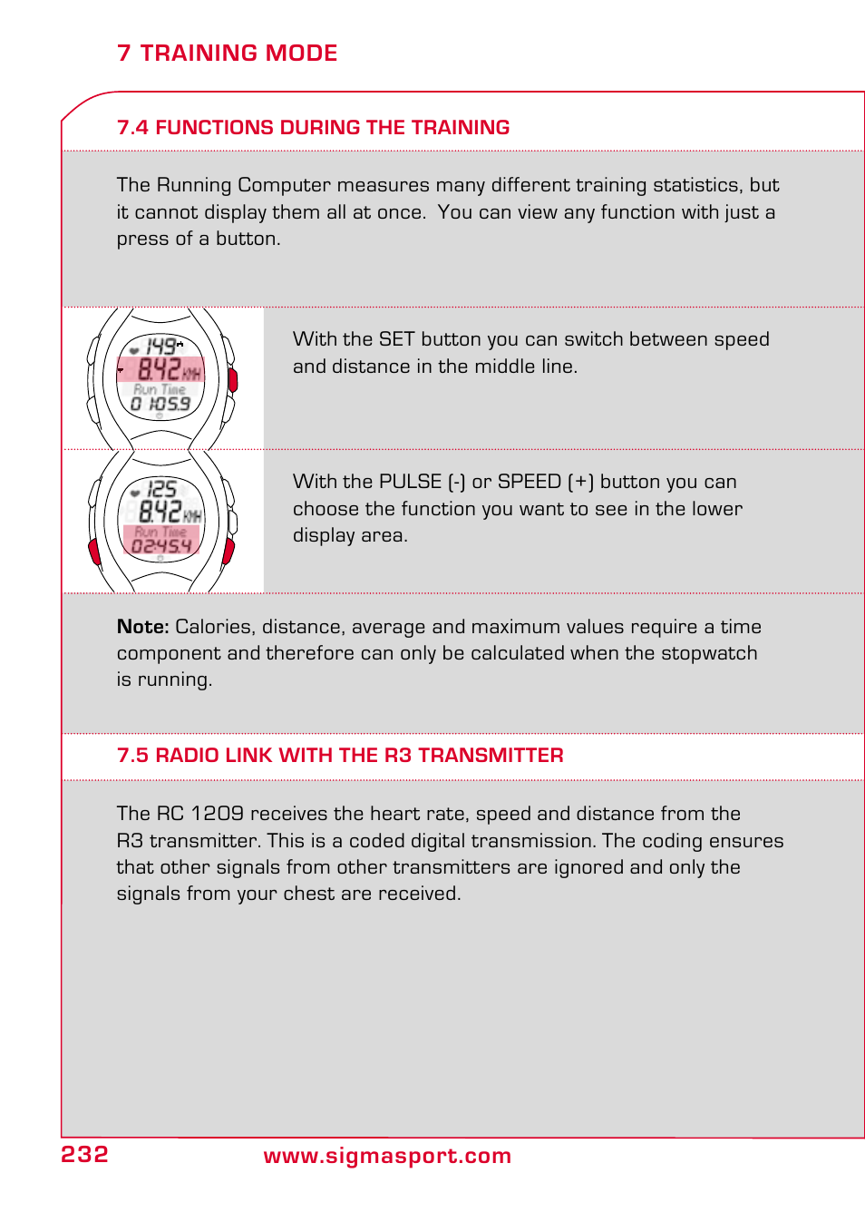 4 functions during the training, 5 radio link with the r3 transmitter | SIGMA RC 1209 User Manual | Page 28 / 36