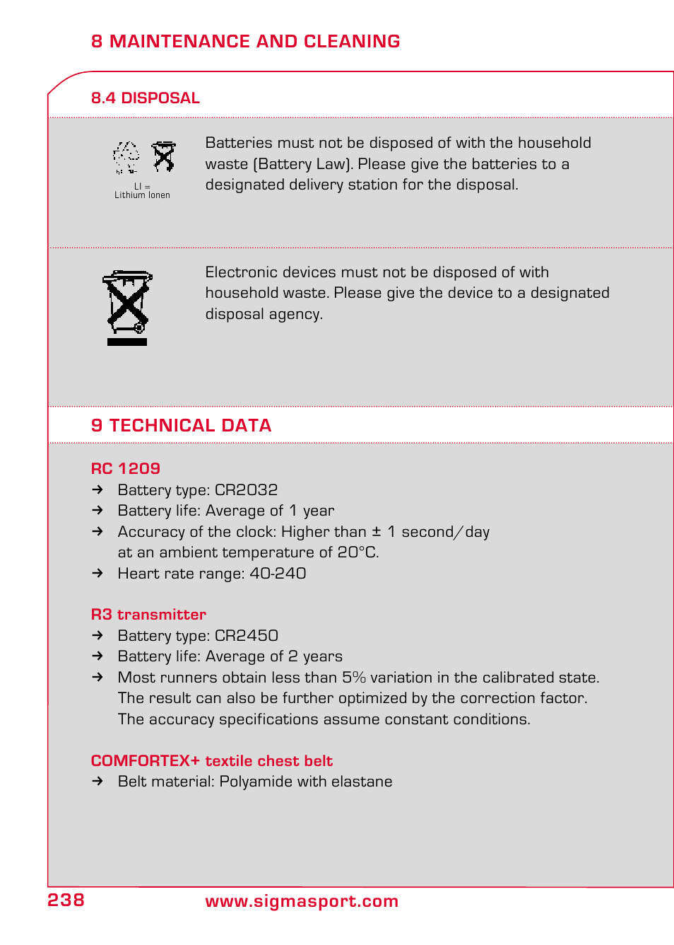 4 disposal, 9 technical data | SIGMA RC 1209 User Manual | Page 34 / 36