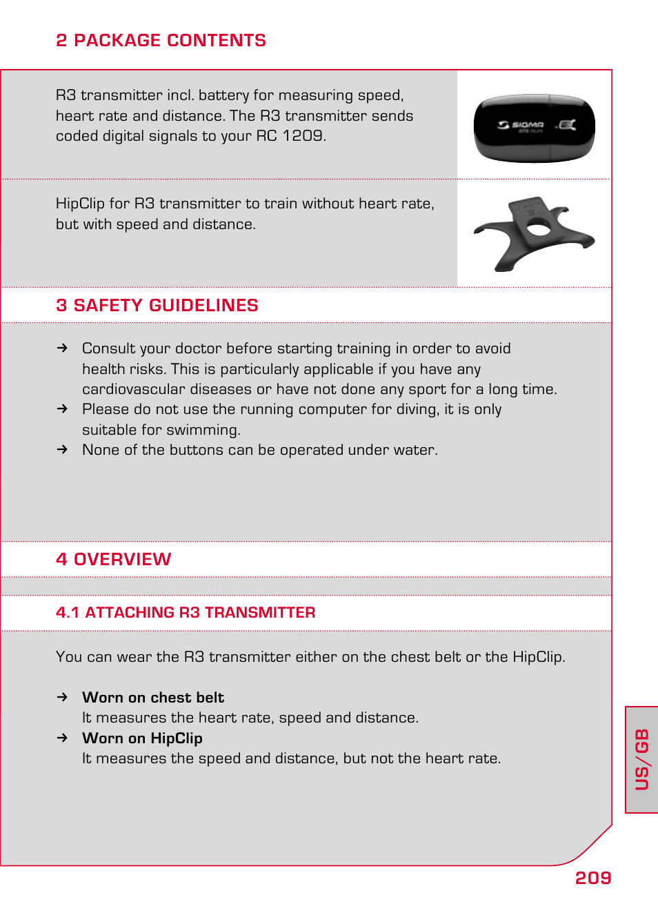 3 safety guidelines, 4 overview, 1 attaching r3 transmitter | SIGMA RC 1209 User Manual | Page 5 / 36