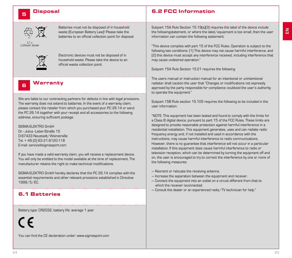 SIGMA PC 26.14 User Manual | Page 13 / 14
