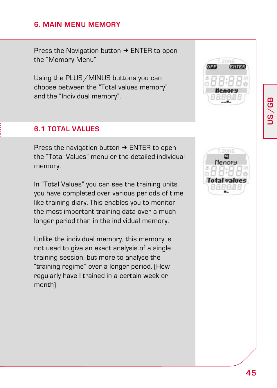 Main menu memory, 1 total values | SIGMA PC 25.10 User Manual | Page 19 / 29