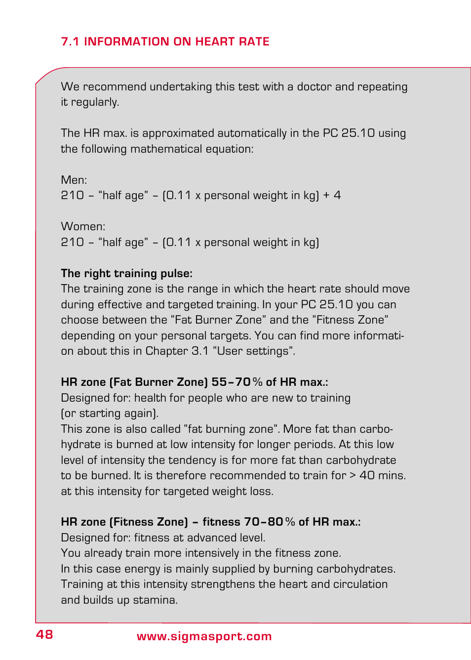 SIGMA PC 25.10 User Manual | Page 22 / 29