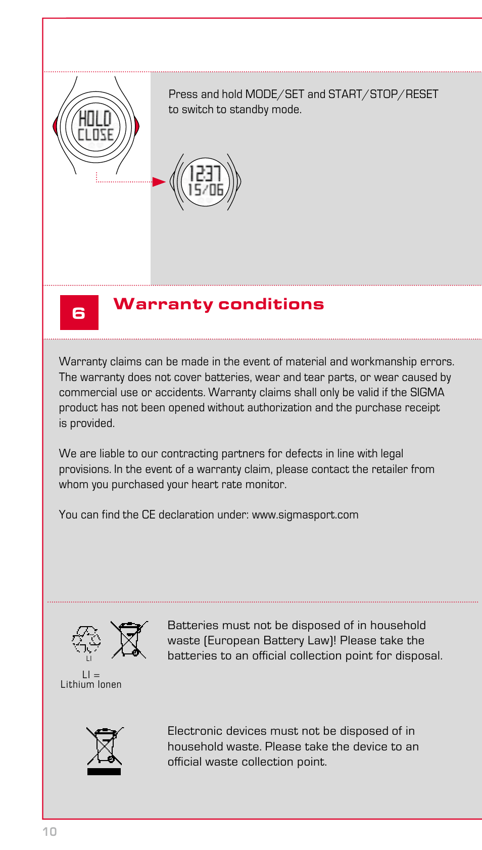 Warranty conditions | SIGMA PC 22.13 User Manual | Page 10 / 14