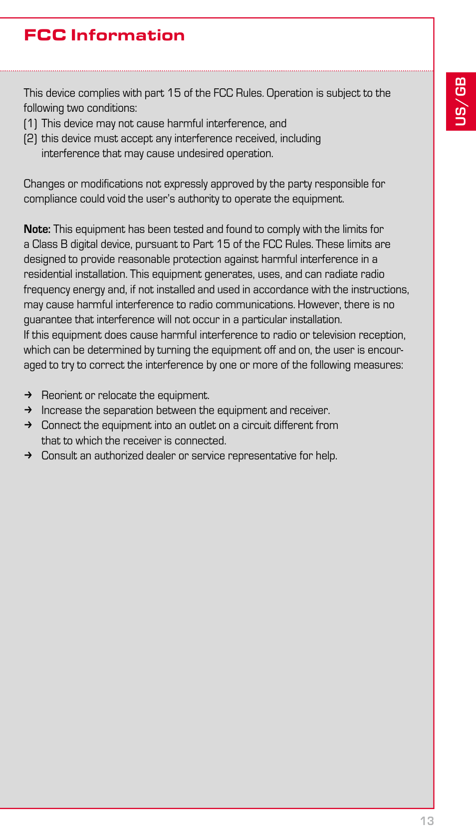 Fcc information | SIGMA PC 22.13 User Manual | Page 13 / 14