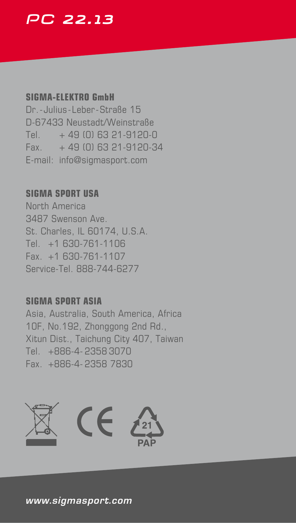 Pc 22.13 | SIGMA PC 22.13 User Manual | Page 14 / 14
