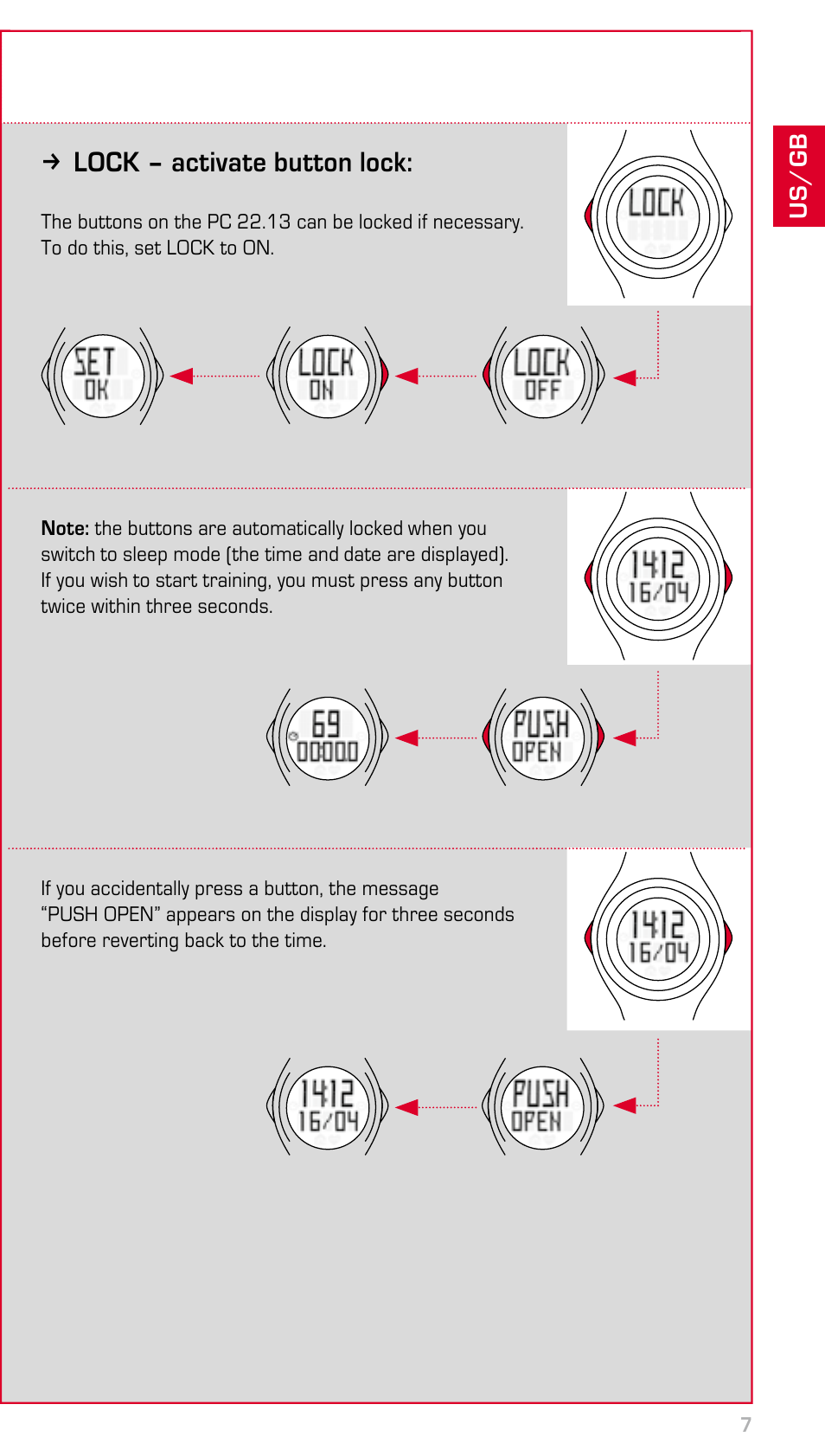 K lock – activate button lock | SIGMA PC 22.13 User Manual | Page 7 / 14