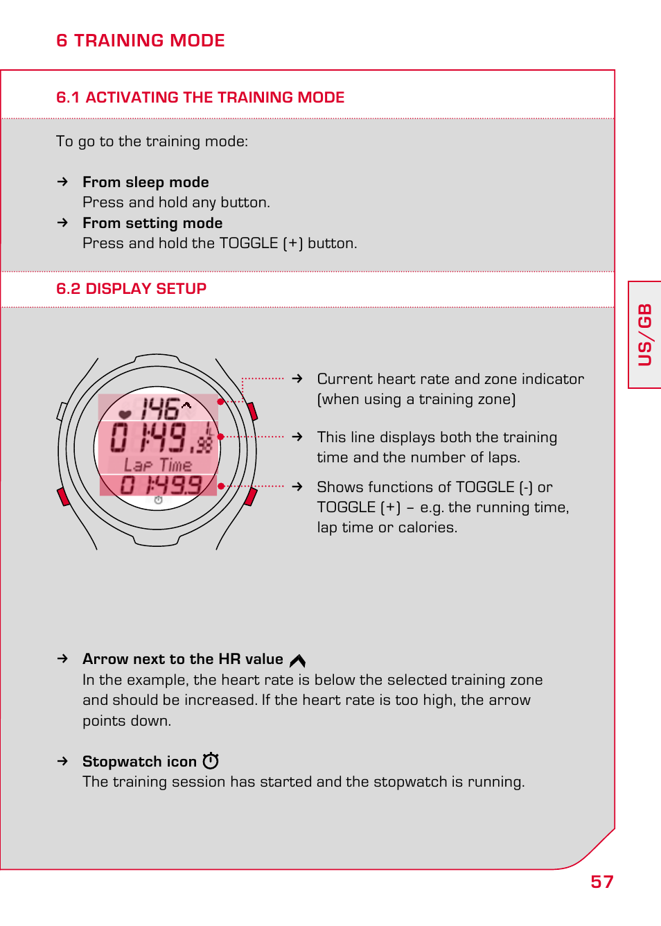 6 training mode, 1 activating the training mode, 2 display setup | SIGMA PC 15.11 User Manual | Page 23 / 36