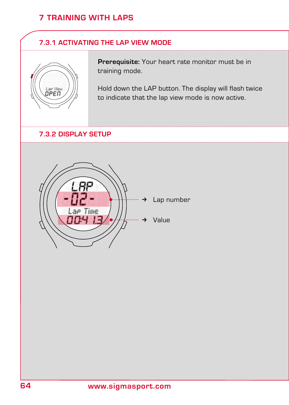 1 activating the lap view mode, 2 display setup | SIGMA PC 15.11 User Manual | Page 30 / 36