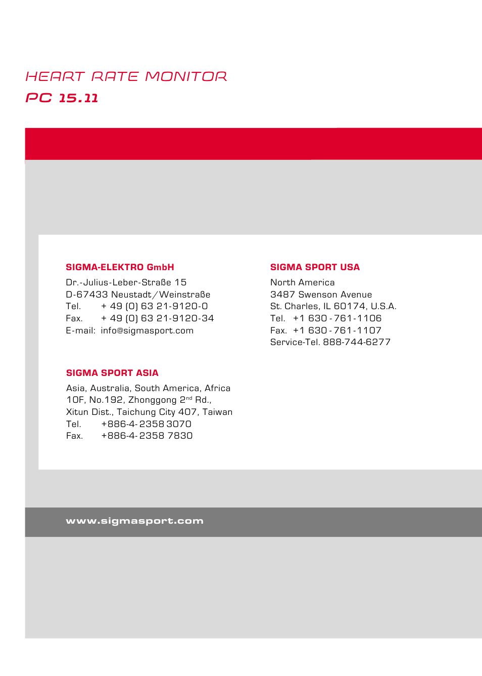 Heart rate monitor pc 15.11 | SIGMA PC 15.11 User Manual | Page 36 / 36