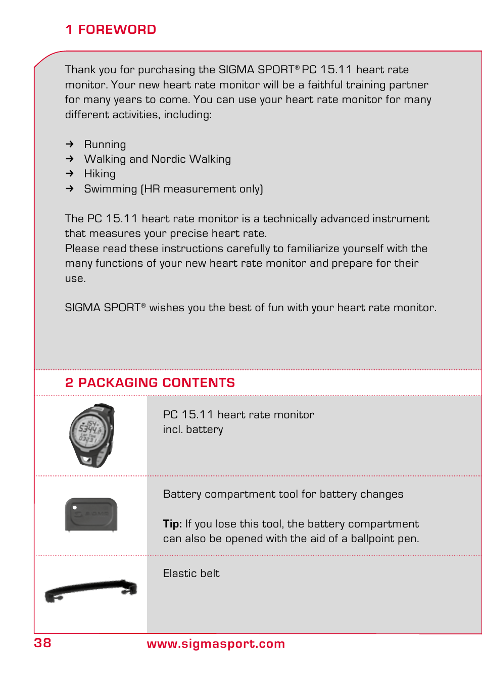 1 foreword, 2 packaging contents | SIGMA PC 15.11 User Manual | Page 4 / 36