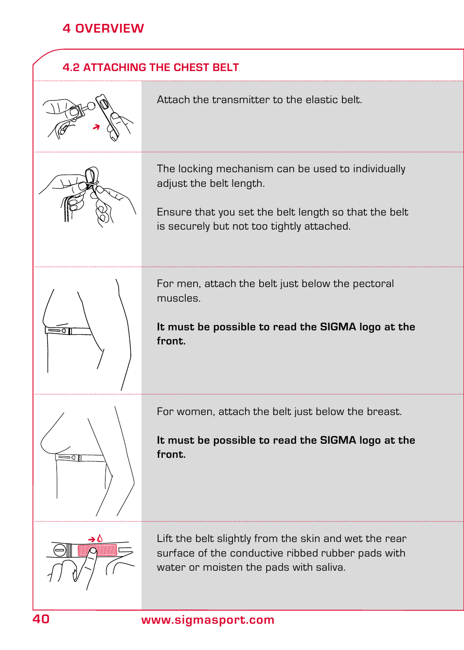 2 attaching the chest belt | SIGMA PC 15.11 User Manual | Page 6 / 36