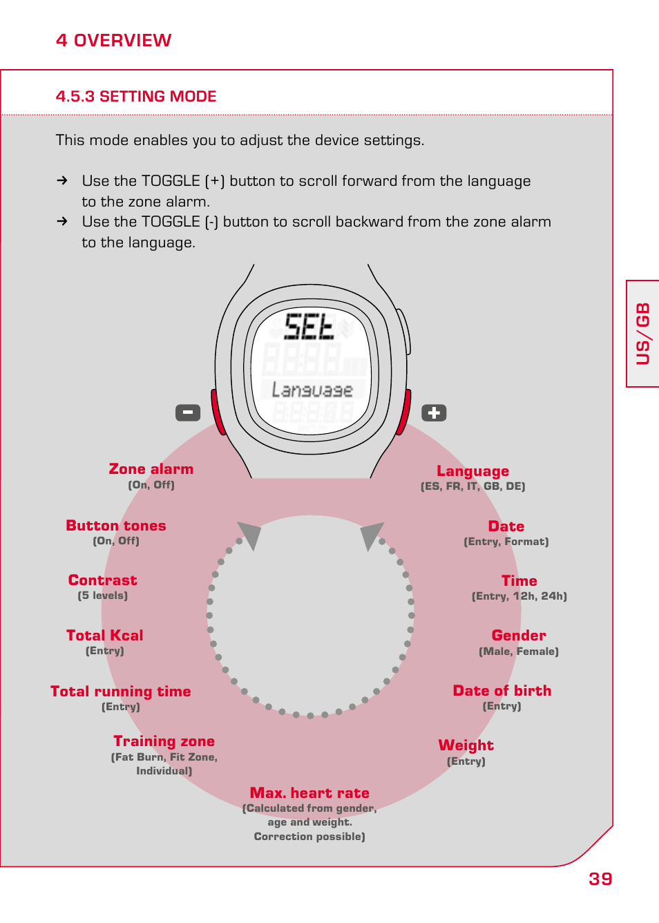 3 setting mode, 39 us/gb 4 overview | SIGMA PC 10.11 User Manual | Page 11 / 30