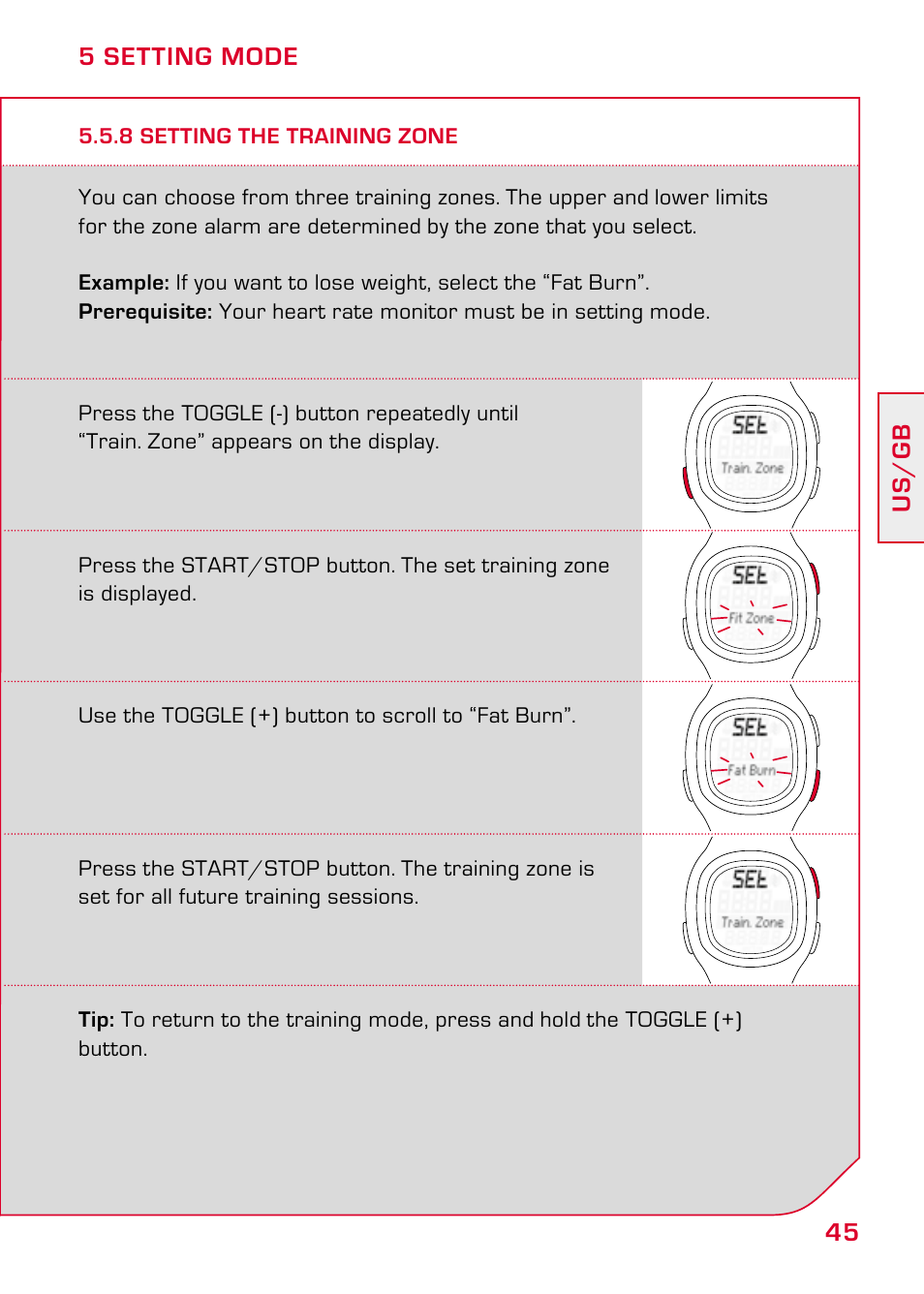 8 setting the training zone | SIGMA PC 10.11 User Manual | Page 17 / 30