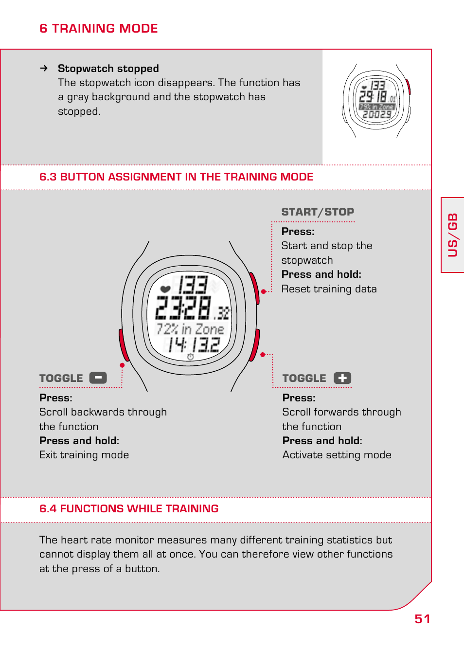 3 button assignment in the training mode, 4 functions while training | SIGMA PC 10.11 User Manual | Page 23 / 30