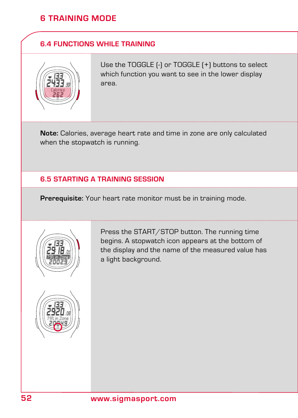 5 starting a training session | SIGMA PC 10.11 User Manual | Page 24 / 30