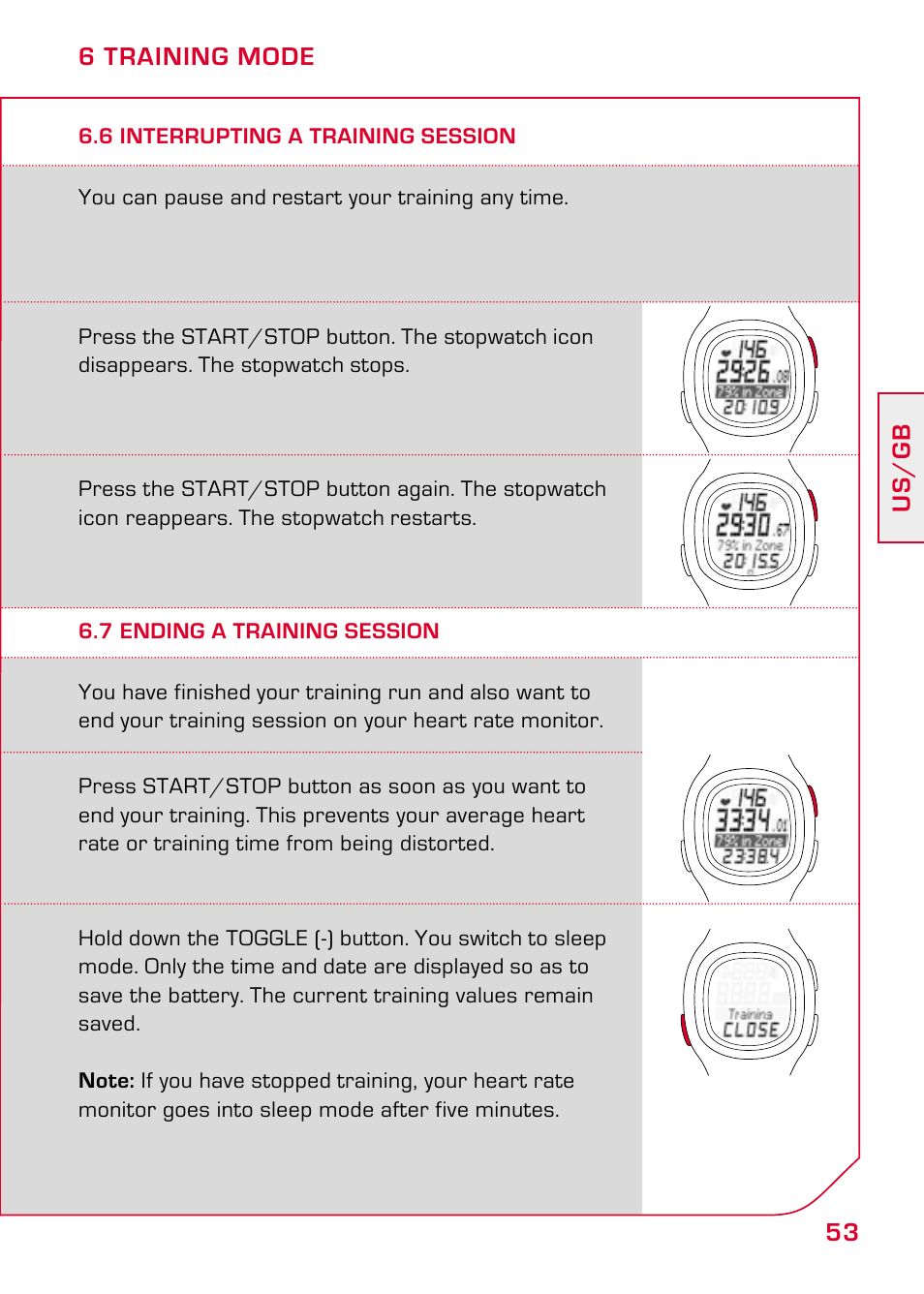 6 interrupting a training session, 7 ending a training session | SIGMA PC 10.11 User Manual | Page 25 / 30