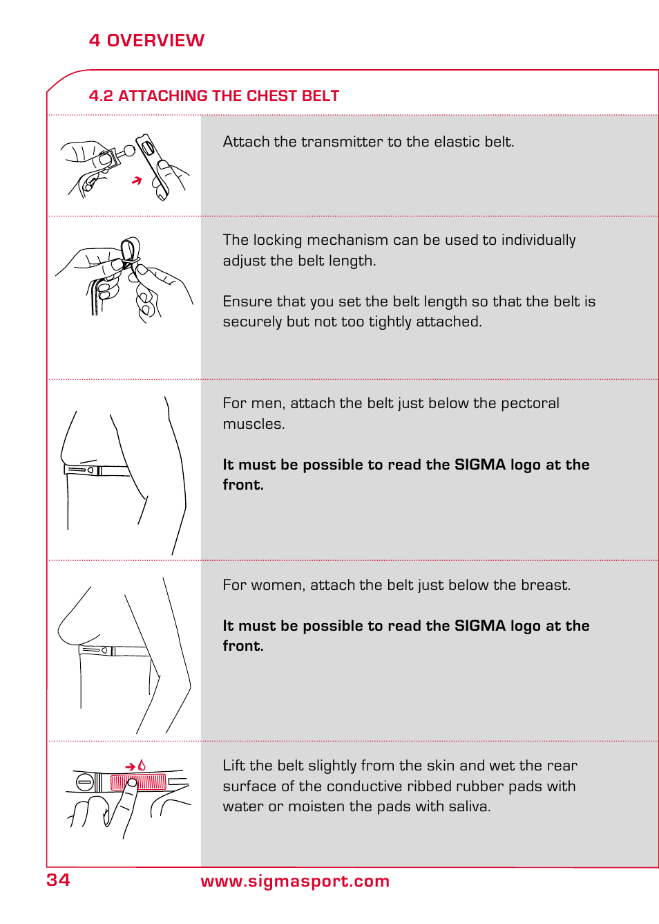 2 attaching the chest belt | SIGMA PC 10.11 User Manual | Page 6 / 30