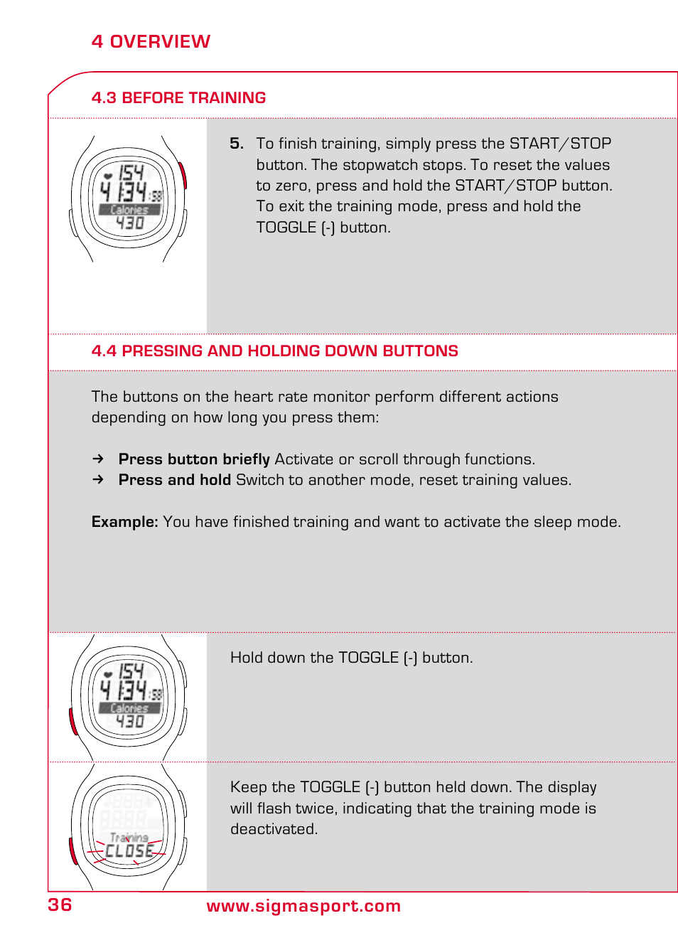 4 pressing and holding down buttons | SIGMA PC 10.11 User Manual | Page 8 / 30