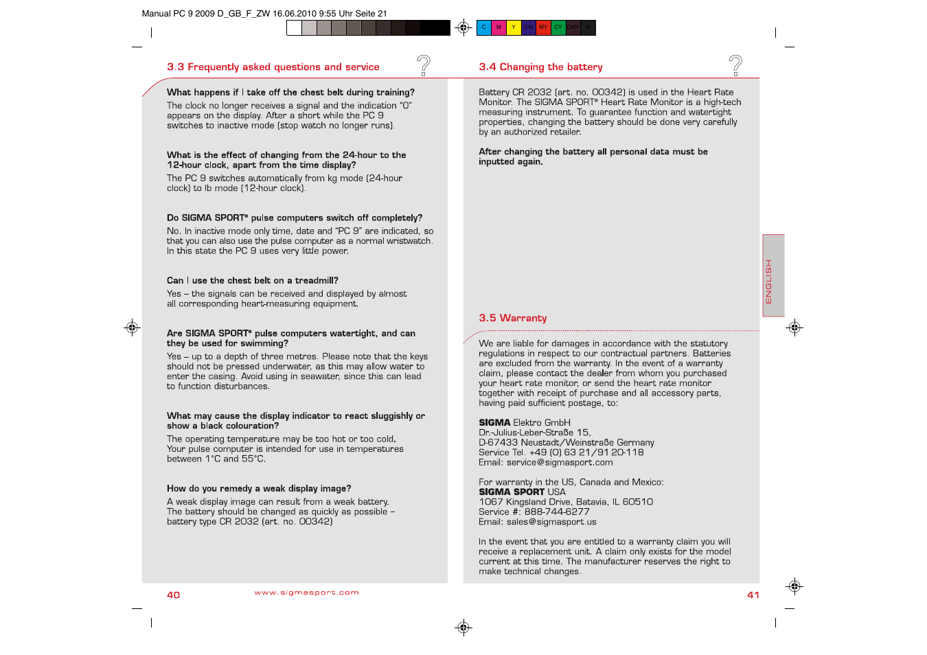 SIGMA PC 9 User Manual | Page 21 / 32