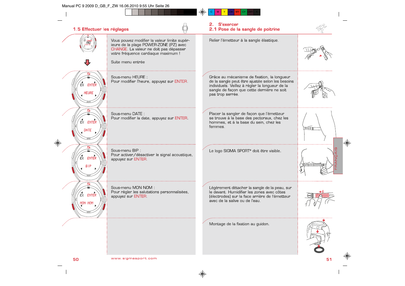 Heart train t im e set | SIGMA PC 9 User Manual | Page 26 / 32