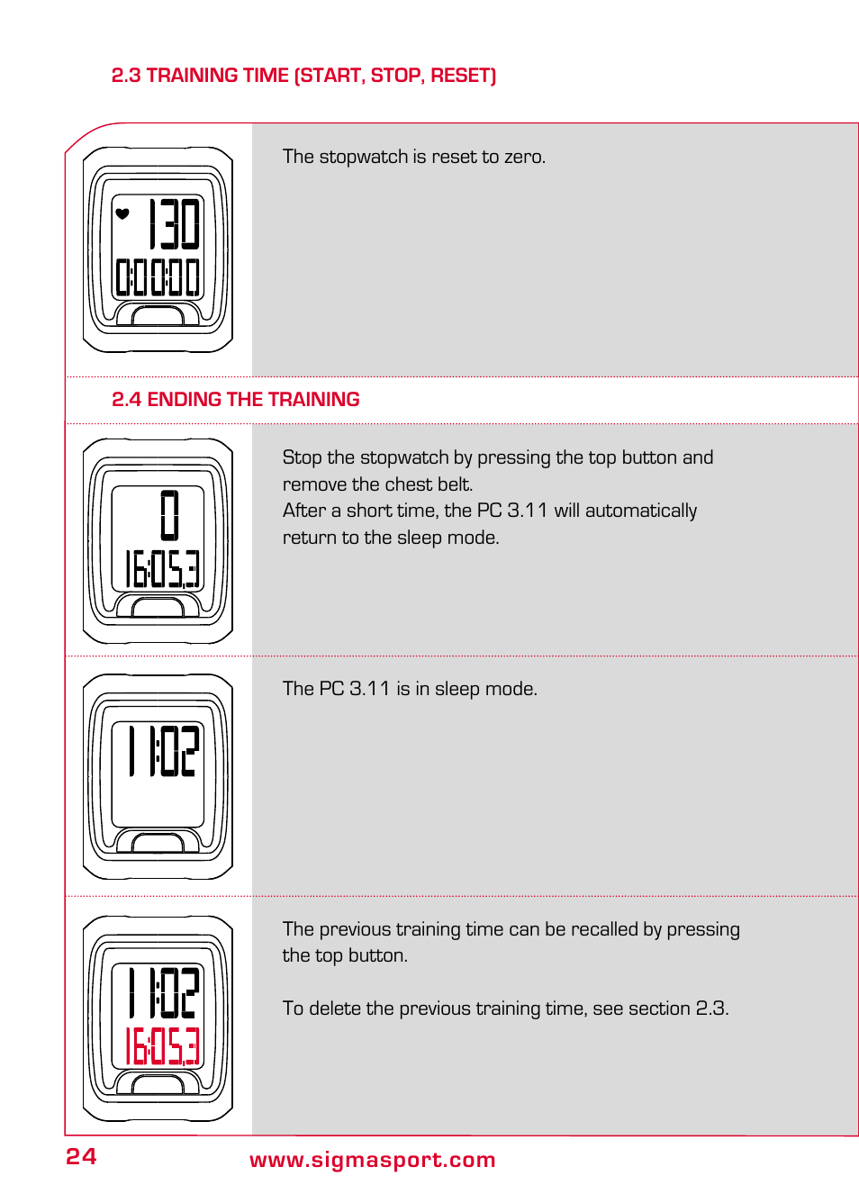 4 ending the training | SIGMA PC 3.11 User Manual | Page 10 / 17