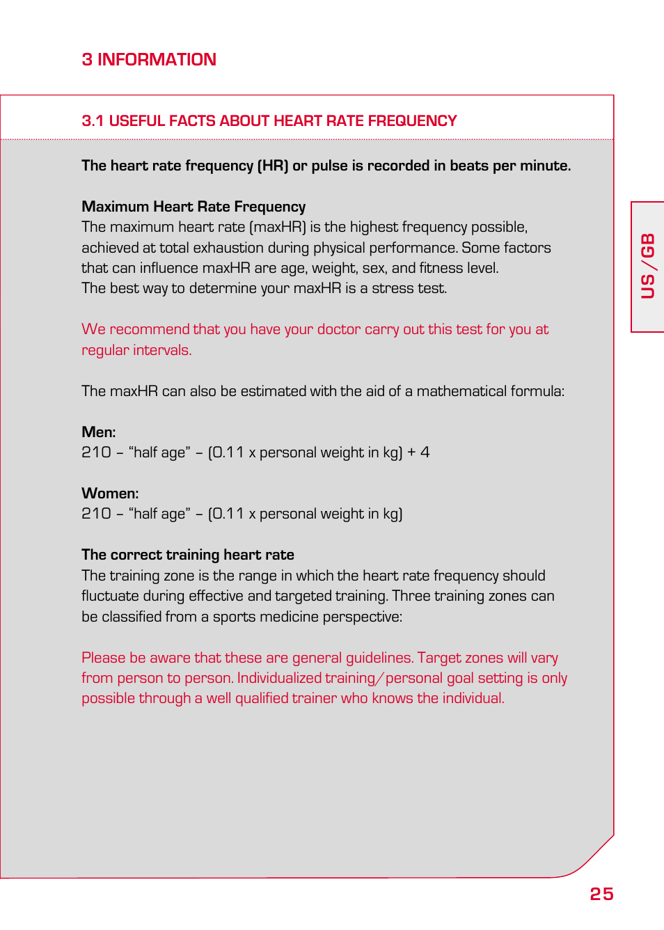 3 information, 1 useful facts about heart rate frequency | SIGMA PC 3.11 User Manual | Page 11 / 17