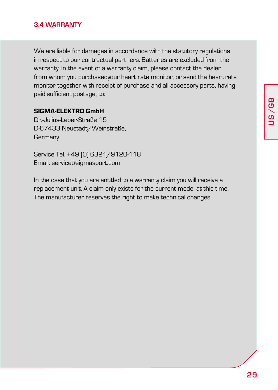 4 warranty | SIGMA PC 3.11 User Manual | Page 15 / 17