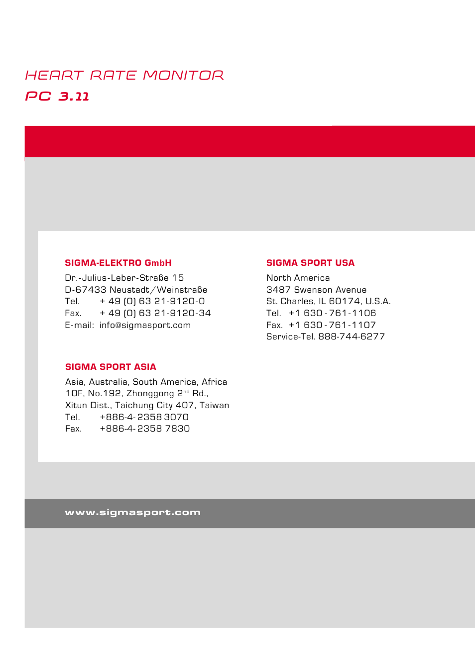 Heart rate monitor pc 3.11 | SIGMA PC 3.11 User Manual | Page 17 / 17