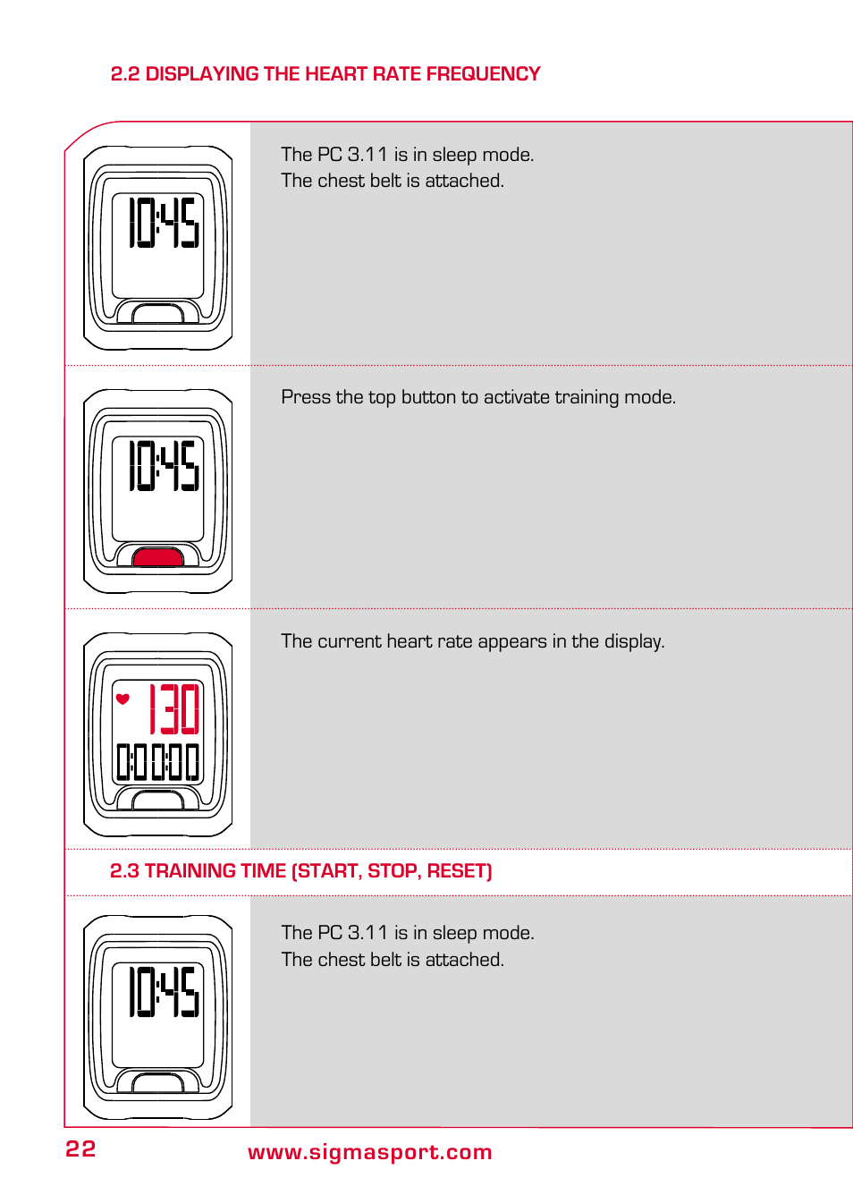 2 displaying the heart rate frequency | SIGMA PC 3.11 User Manual | Page 8 / 17