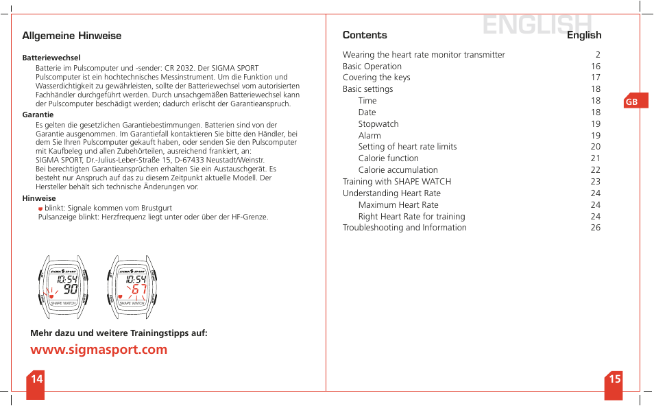 SIGMA Shape Watch User Manual | Page 10 / 40