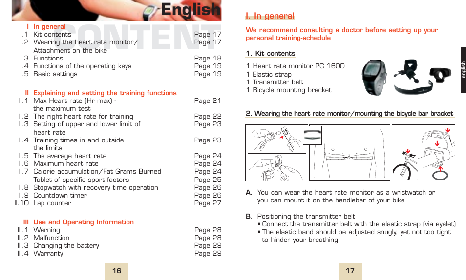 Content, English | SIGMA PC 1600 User Manual | Page 11 / 46