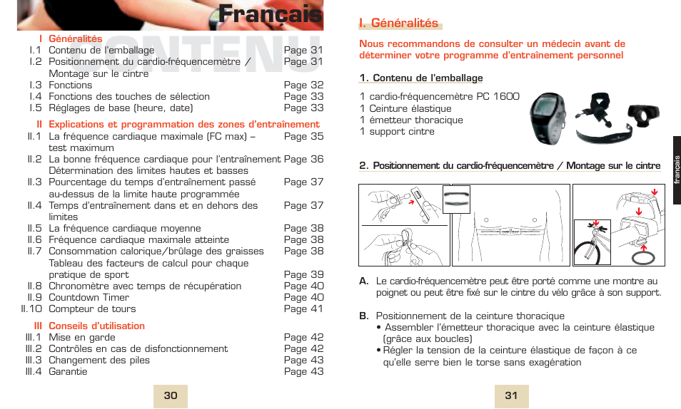 Contenu, Français | SIGMA PC 1600 User Manual | Page 18 / 46