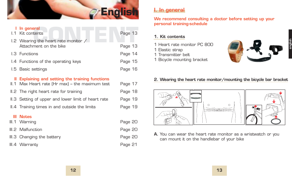 Content, English | SIGMA PC 800 User Manual | Page 7 / 32